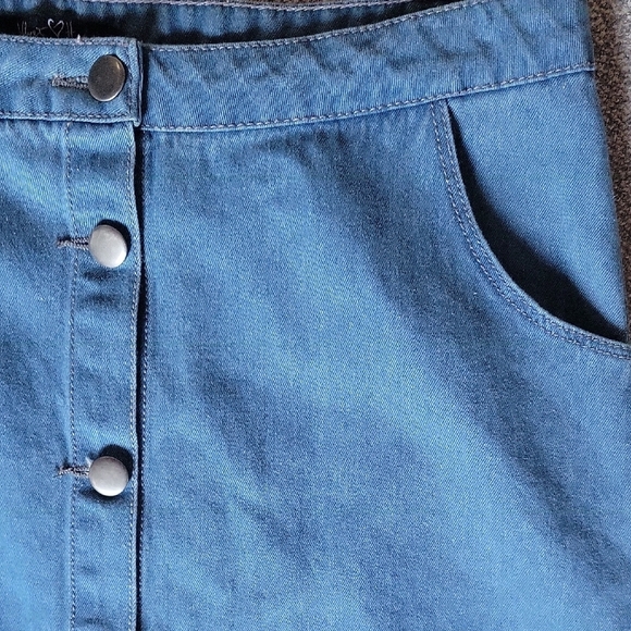 Velvet Heart Vintage Button Up Blue Midi A-Line Skirt Size L - Picture 4 of 8